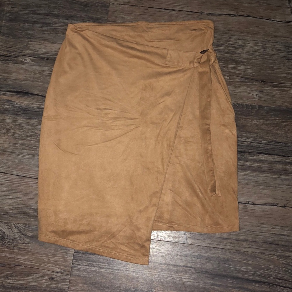 Suede asymmetrical skirt